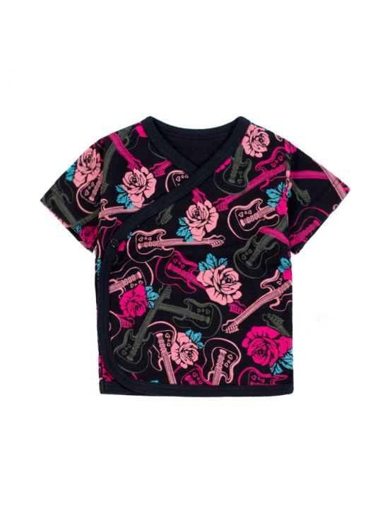 Crossover short sleeve t-shirt rock rousesFuchsia