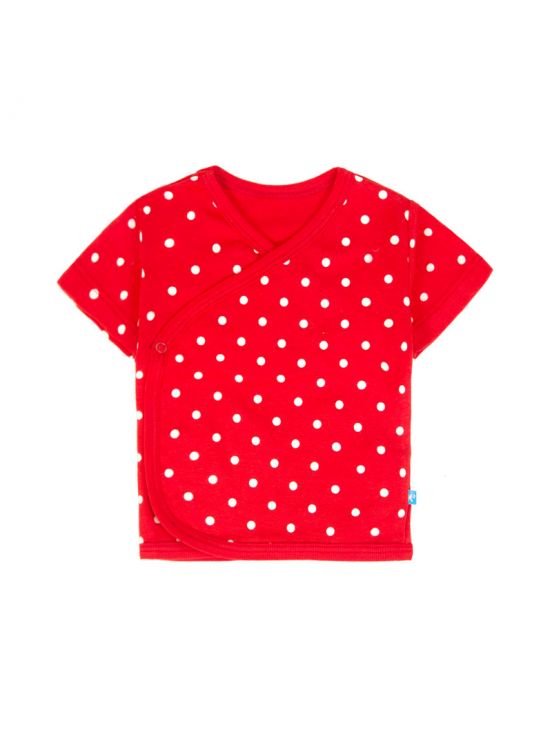 Crossover short sleeved polka dot t-shirtRed