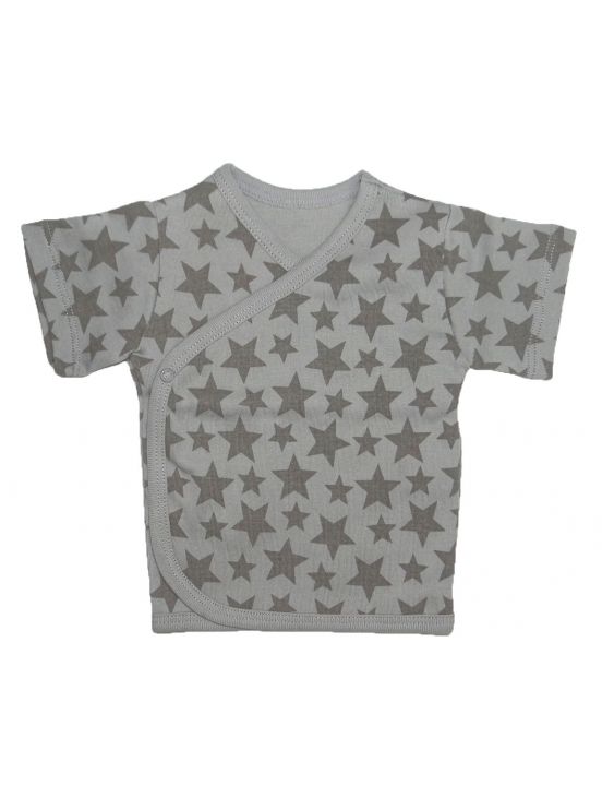T-shirt con stelle a manica corta incrociataGrigio chiaro
