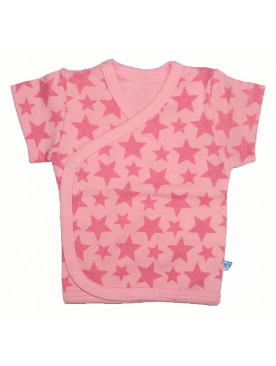 T-shirt cross short sleeve stars Light pink