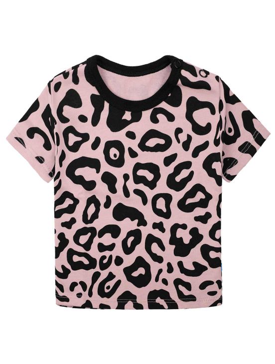 T-shirt leopardata a manica cortaBastone rosa