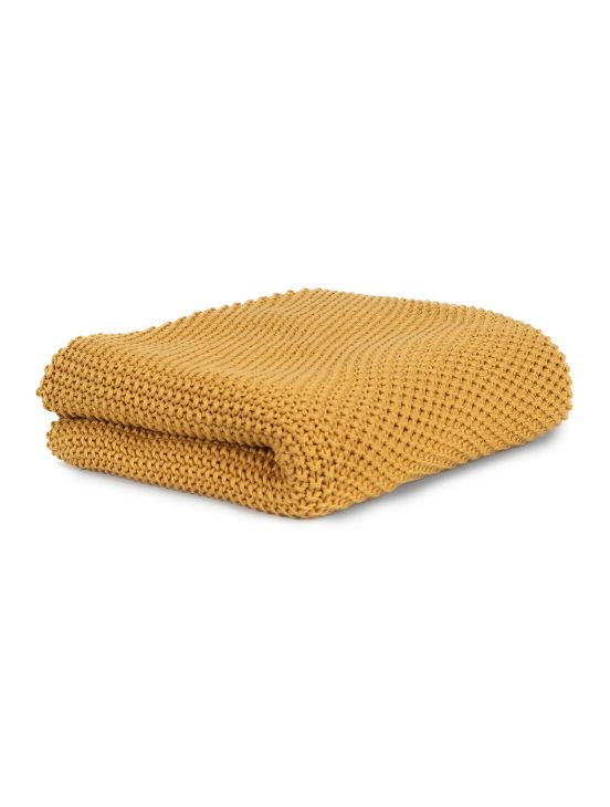 Cotton knitted blanketOcher