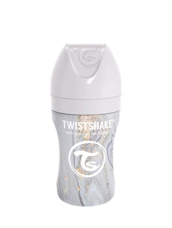 Twistshake marble steel bottle 260 mlLight grey
