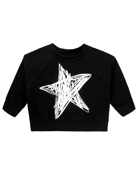 New star plush sweatshirtBlack