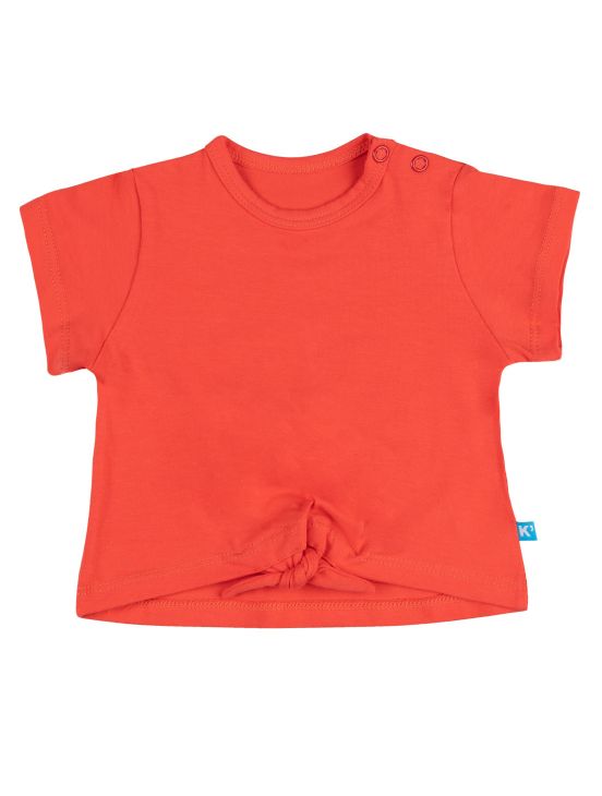 Short sleeve t-shirt with knotNew coral
